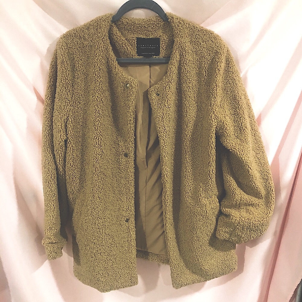sanctuary Teddy Bear coat collarless Size L